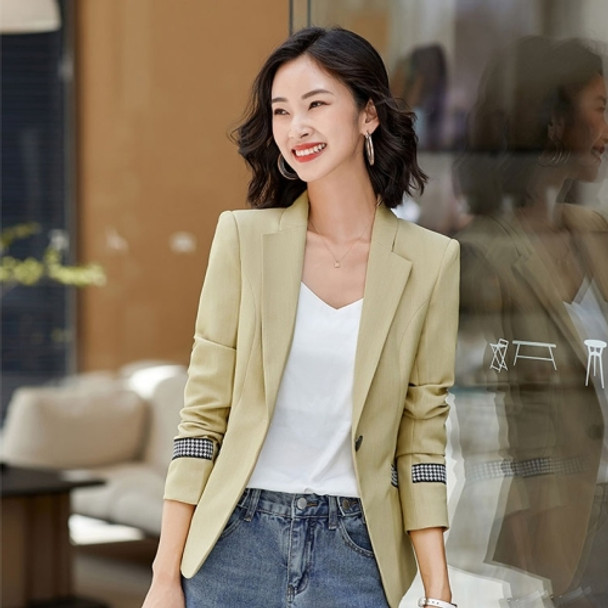 Business Wear Fashion Casual Suit Work Clothes Suit Jacket (Color:Yellow Size:M)