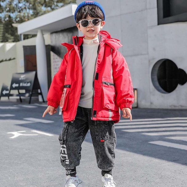 Autumn And Winter Styles To Overcome Children's Clothing Plus Velvet Thick Cotton Clothing (Color:Red Size:120)