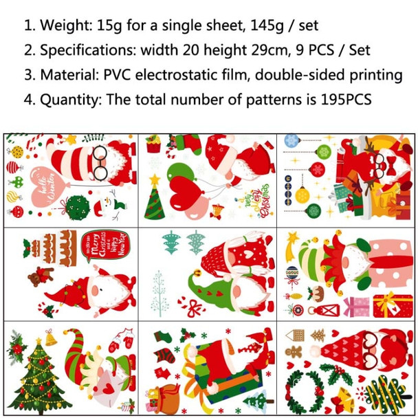 2 Sets Cartoon Christmas Window Stickers Show Window Living Room StaticChristmas Decoration Wall Stickers(2302)