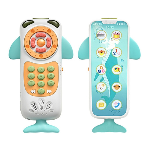 Baby Multi-function Remote Control Puzzle Early Education Music Touch Screen Simulation Phone Toy(White)