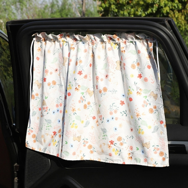 Car Curtains Cotton Car Suction Cup Sunshade Sun Protection Thermal Curtain(Small Floral)