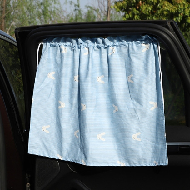 Car Curtains Cotton Car Suction Cup Sunshade Sun Protection Thermal Curtain(Blue Striped Rabbit)