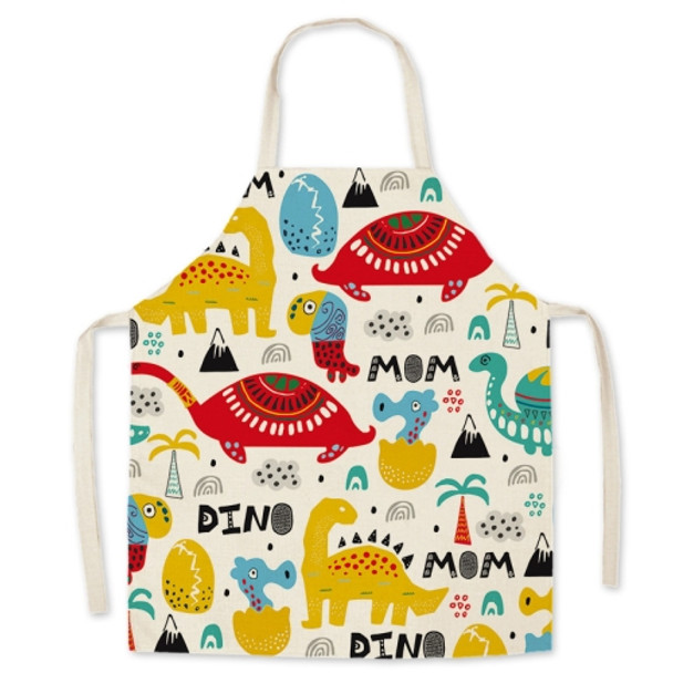 2 PCS Linen Fabric Art Cartoon Apron Parent-Child Sleeveless Halter Apron, Specification: 65x75 cm(Animal)