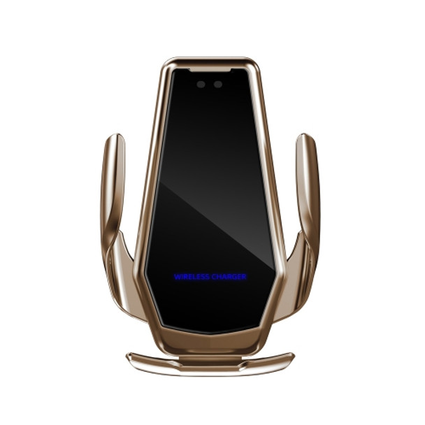 H10 15W Automatic Wireless Charging Car Mobile Phone Bracket, Style: Magnetic Suction Head+Capacitor(Magic Gold)