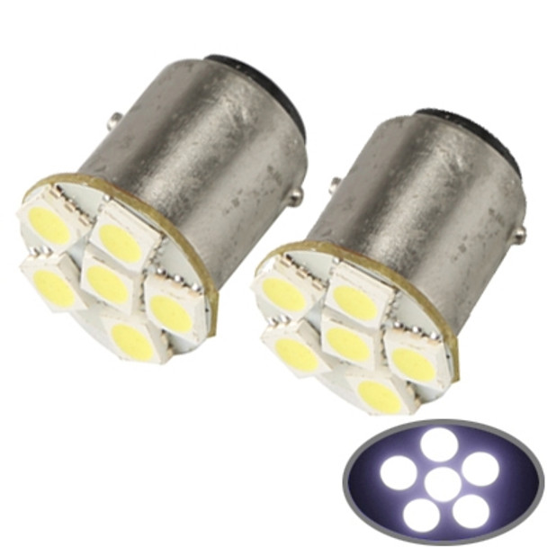 1157 White 6 LED 5050 SMD Car Signal Light Bulb (Pair)