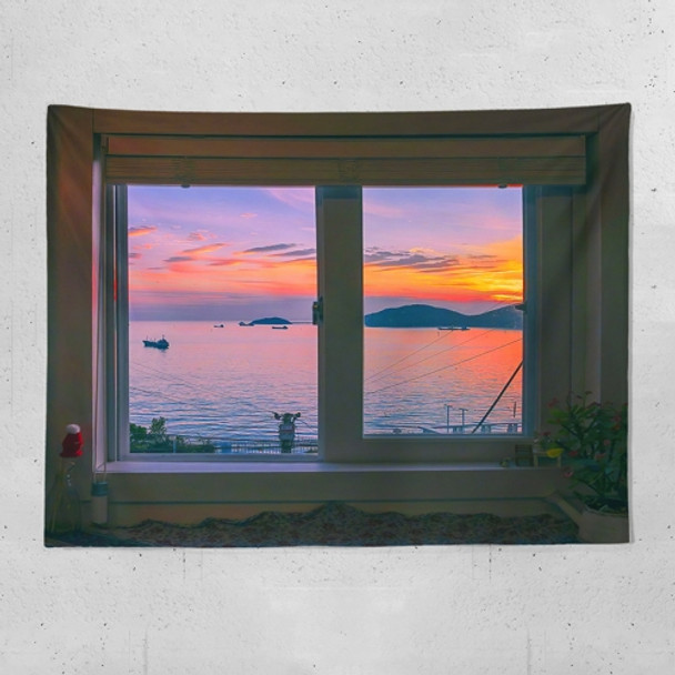 Sea View Window Background Cloth Fresh Bedroom Homestay Decoration Wall Cloth Tapestry, Size: 200x150cm(Window-2)