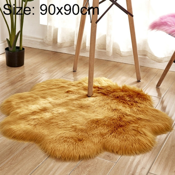 Diameter 90CM Home Furnishing Imitation Wool Carpet Bedroom Living Room Floor Mat Bay Window Cushion Office Chair Cushion Sofa Cushion(Yellow Camel)