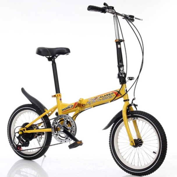 20 inch Portable Folding Variable Speed Bicycle Casual Bike(Yellow)