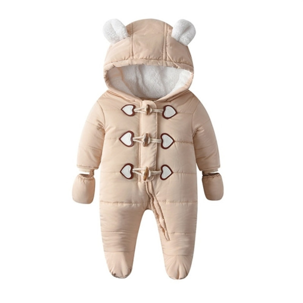 Quilted And Velvet Warm Baby Onesies (Color:Khaki Size:80)