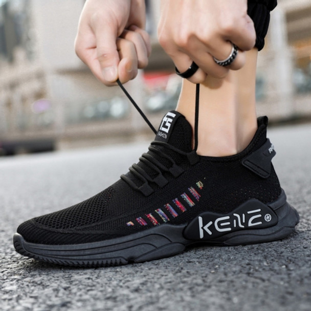 Male Sports Shoes Breathable Flying Weave Mesh Casual Shoes, Size: 39(ZM-67 Black)