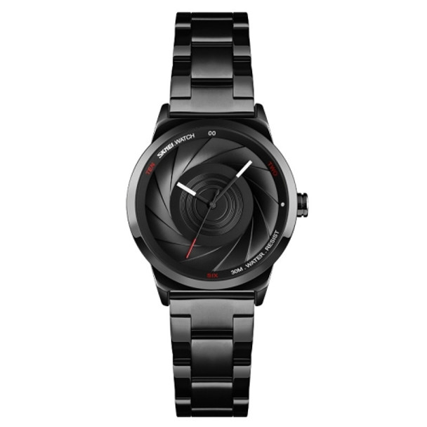 SKMEI 9210 Ladies Business Watch Simple 3D Dial Quartz Watch(Black)