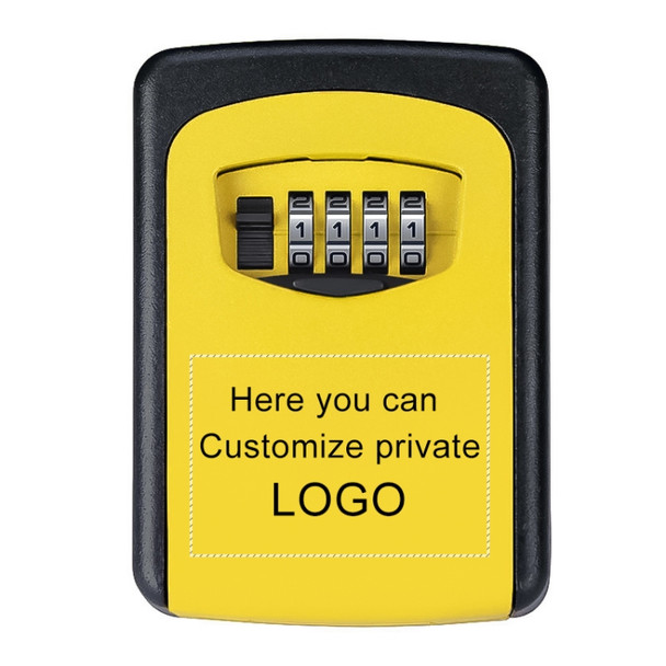 Wall-hanging Key Storage Box with Metal 4-Digit Password Lock(Yellow)