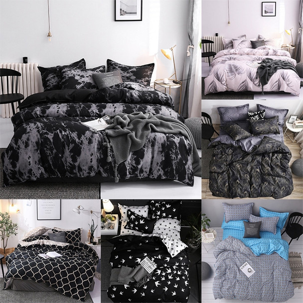 Luxury Bedding Black Marble Pattern Set Sanded Printed Quilt Cover Pillowcase, Size:228x228 cm(Ouni)