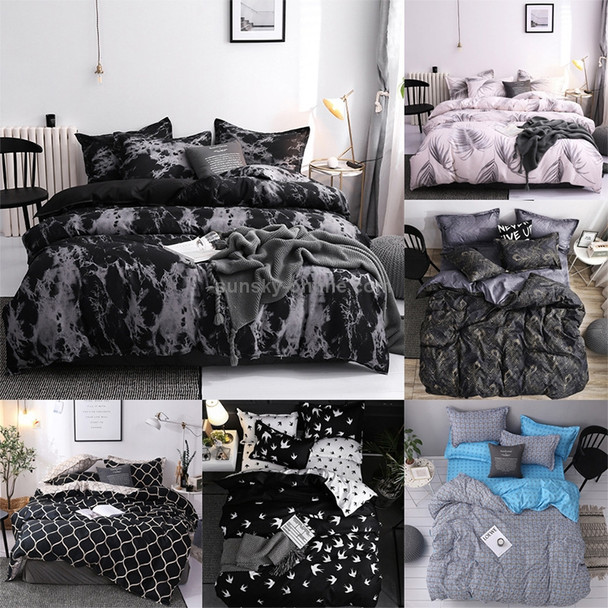 Luxury Bedding Black Marble Pattern Set Sanded Printed Quilt Cover Pillowcase, Size:228x228 cm(Goose)