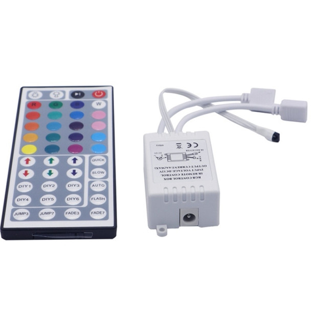 YWXLight RGB LED Controller Dimmer 4 Channels 4 Pins IR 44-keys Remote Control for 5050 LED Strip Light Flexible, DC 12-24V