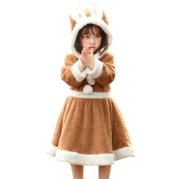 PS4509 Christmas Coral Fleece Animal Costume Christmas Elk Skirt, Size: L(Khaki)