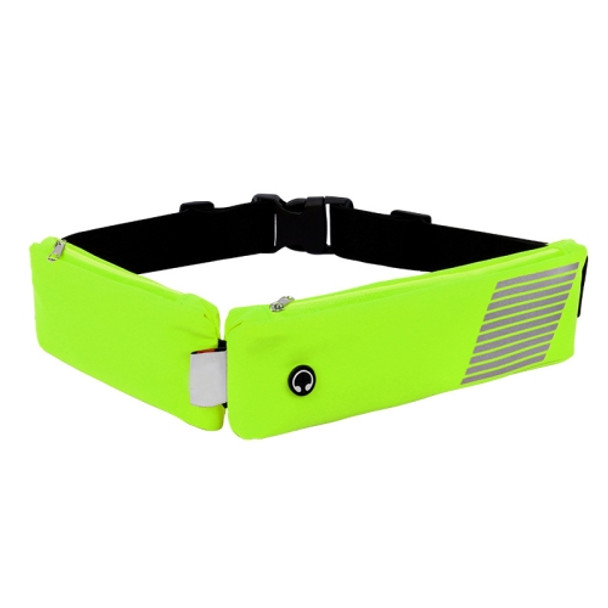 2 PCS Lightweight Double-Pocket Sports Waist Bag Running Riding Waterproof Mobile Phone Bag(Fluorescent Green)