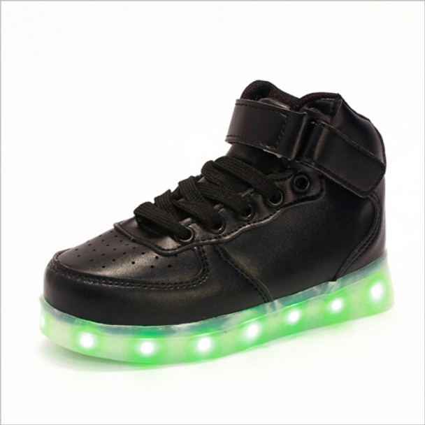 Children LED Luminous Shoes Rechargeable Sports Shoes, Size: 27(Black)