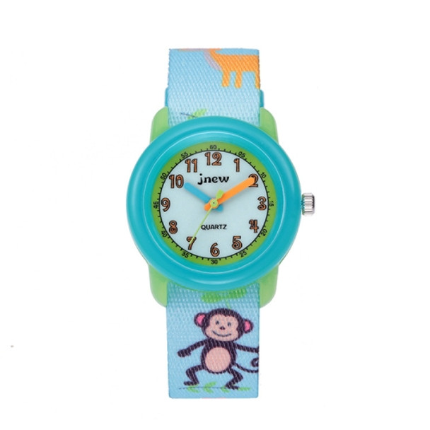 JNEW A369-86313 Children Cartoon Time Cognition Waterproof Ribbon Quartz Watch(Zoo)