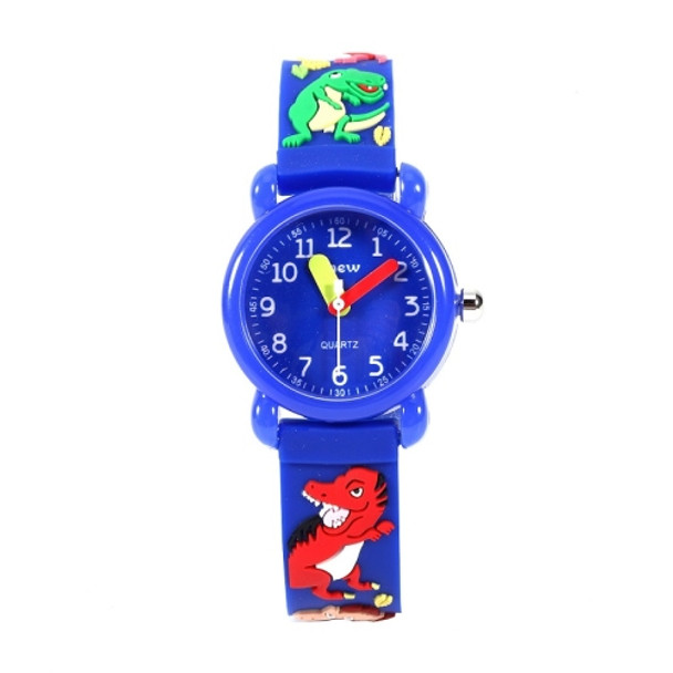 JNEW A335-86172 Children Cute Cartoon 3D Dinosaur Waterproof Silicone Strap Quartz Watch(Rubber Shell Blue)