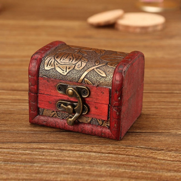 3 PCS Retro Distressed Storage Wooden Box Wedding Candy Jewelry Storage Box, Size: 8x6.5x6cm(6039A Lotus)