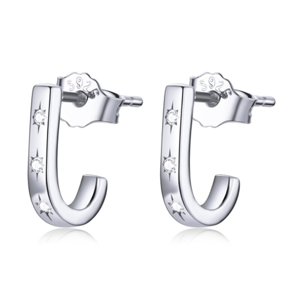 S925 Sterling Silver Star Crutch Ear Studs Women Earrings(Silver)