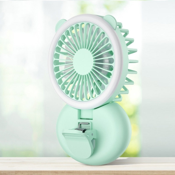 D11 Fill Light Clip Hanging Neck Fan Handheld Folding Mini USB Desktop Fan(Green)