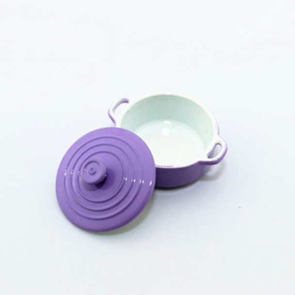 Doll House Mini Accessories Kitchen Cooking Utensils Mini Candy Color Soup Pot(Purple)