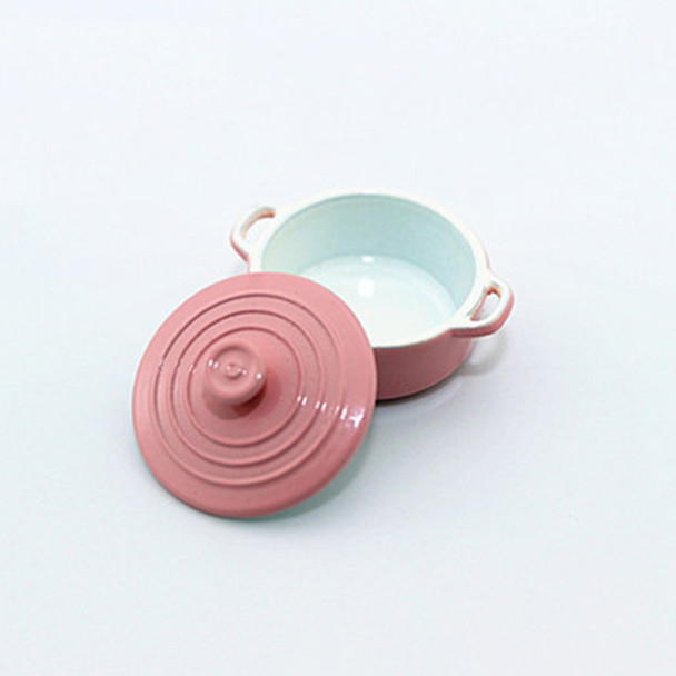 Doll House Mini Accessories Kitchen Cooking Utensils Mini Candy Color Soup Pot(Pink)