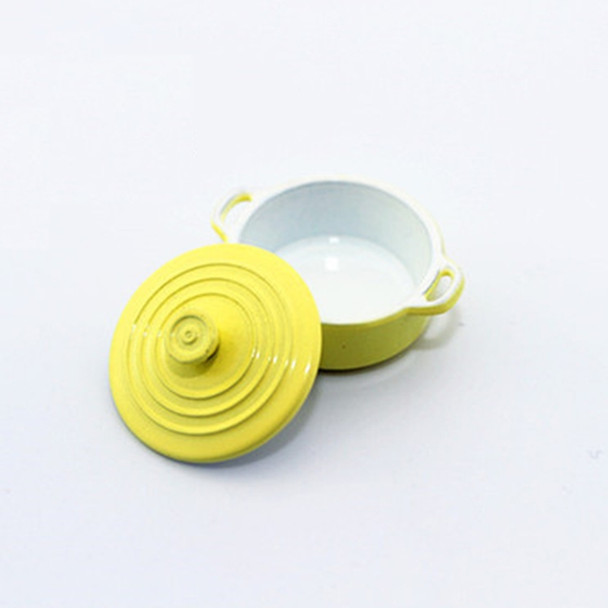 Doll House Mini Accessories Kitchen Cooking Utensils Mini Candy Color Soup Pot(Yellow)