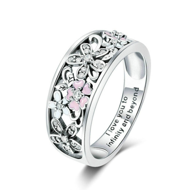 S925 Sterling Silver Ring Flower Dance Fashion Personality Ring, Size:7 US Size 54.5mm