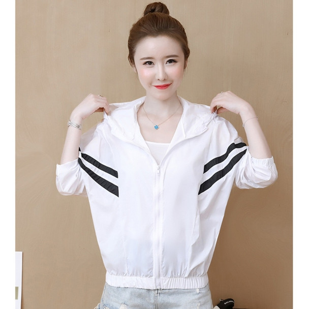 Wild Hooded Short Sun Protection Thin Coat (Color:White Size:L)