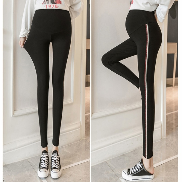 Fashion Trendy Mother Belly Lift Pregnant Women Pants Spring And Autumn Thin Trousers (Color:Black Size:L)