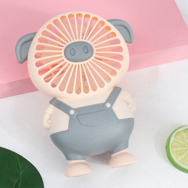 SQ2143 USB Charging Small Pig Fan Button Hand-Held Quiet Fan(Gray)