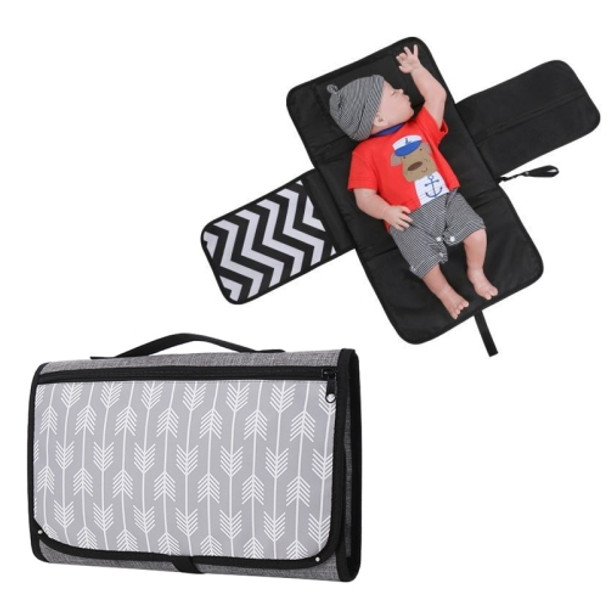 Portable Baby Changing Mat Multifunctional Baby Changing Table Waterproof Bag(Gray Arrow)