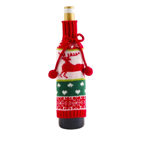 2 PCS Hair Ball Bow Wine Bottle Cover Christmas Decoration Supplies(Elk)