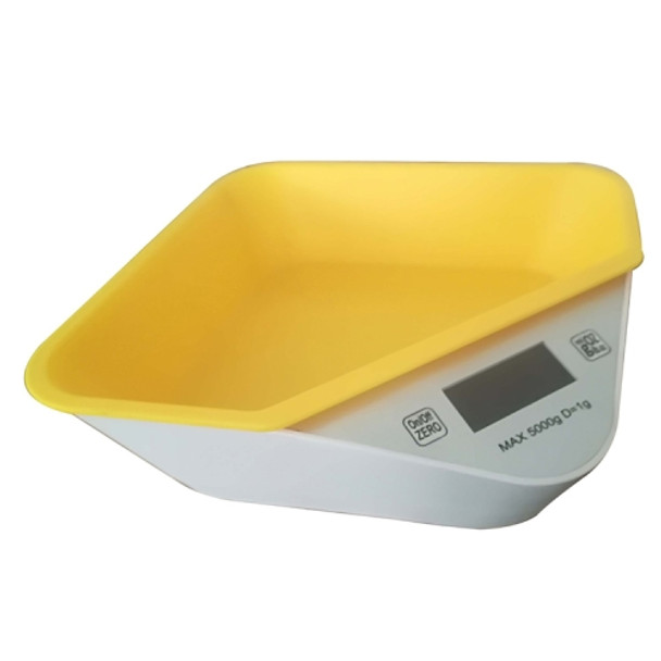 5kg/1g Kitchen Electronic Scale Coffee Scales Baking Food Scale Pallet Scale Pet Scale(White Yellow)