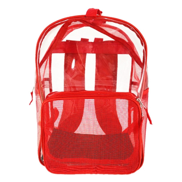 Pet Bag Cat Dog Universal Transparent Shoulder Bag Out Portable Pet Breathable Backpack(02 Red)