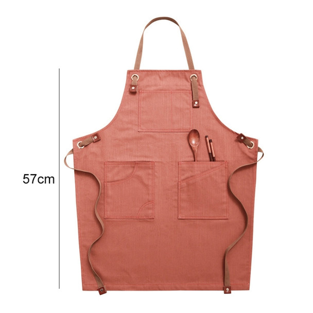 Household Denim Apron Barista Floral Tea Shop Barber Work Clothes, Specification: for Children 57cm(Brick Color)