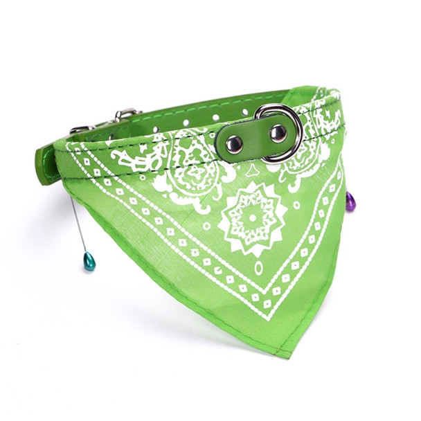 Adjustable Dog Bandana Leather Printed Soft Scarf Collar Neckerchief for Puppy Pet, Size:XL(Green)