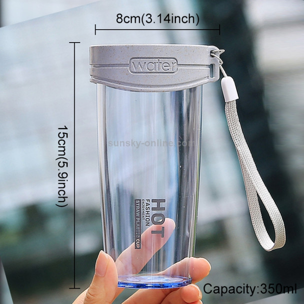 350ml Leak Proof  Brief Transparent Plastic Water Bottle With Handle Strap For Outdoor, Home And Office Using(Blue)