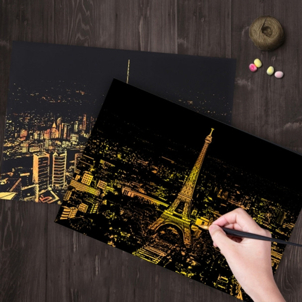 Bright City DIY Drawing Picture Wall Painting Scratch Card Golden Night View Paint Arts Paper Hand Painted Home Decoration Creative Handmade Gifts, Size:41*28.7cm