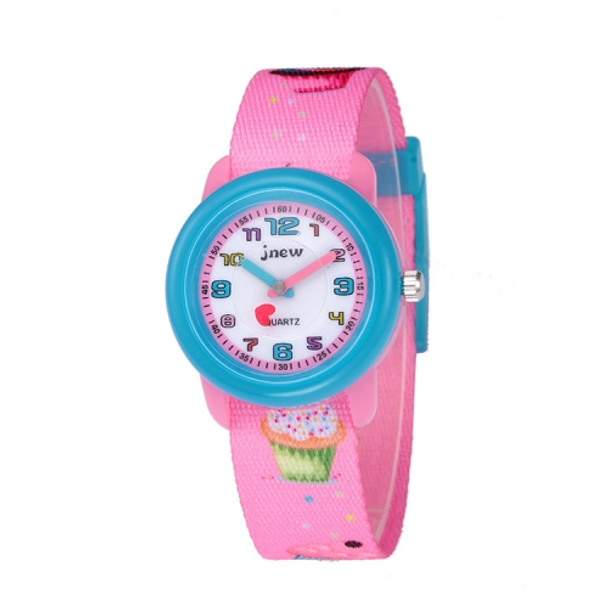 JNEW A369-86306 Children Time Cognition Waterproof Cartoon Ribbon Quartz Watch(Ice Ccream)