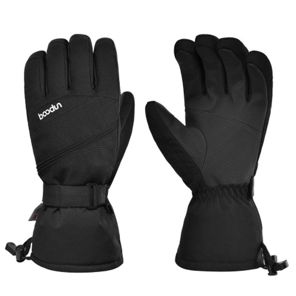 Boodun Winter Outdoor Ski Gloves Plus Velvet Inner Mountaineering Waterproof Keep Warm Gloves, Size: L(Black)