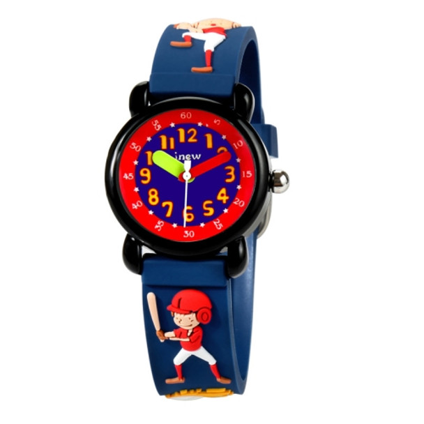 JNEW A335-86131 Children Cartoon 3D Baseball Boy Silicone Strap Waterproof Quartz Watch(Blue)