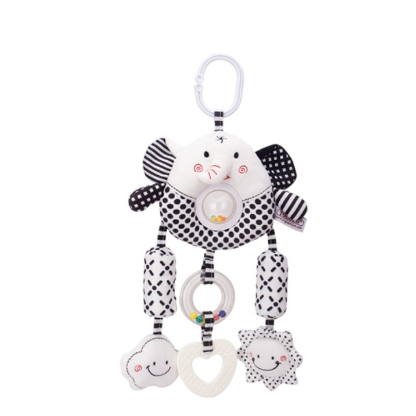 Newborn Baby Stroller Pendant Black And White Wind Chime 0-1 Year Old Early Education Toy Baby Comfort Bed Bell(2A Elephant)