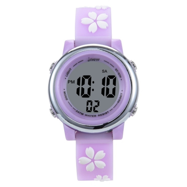 JNEW A380-86195 Children Cartoon Cherry Blossom Waterproof Time Recognition Colorful LED Electronic Watch(Purple)