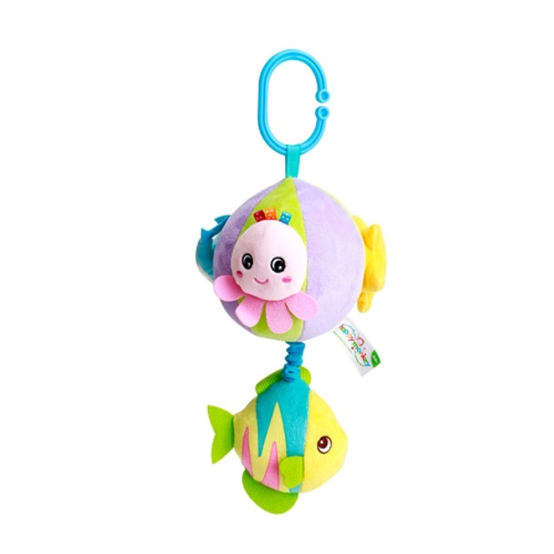 Three-dimensional Animal Baby Music Pull Bell Cloth Ball Bed Hanging Toy Baby Comfort Plush Bed Bell( Ocean Series 2A)