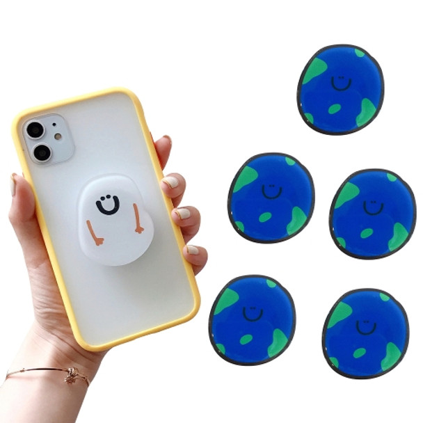 5 PCS Special-Shaped Cartoon Epoxy Retractable Mobile Phone Airbag Holder(E04 Earth)