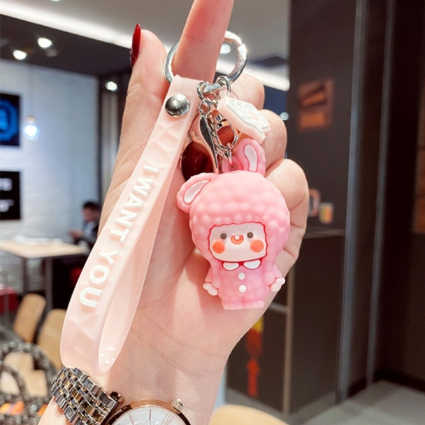 5 PCS MX-80068 Cartoon Rabbit Car Keychain Student Schoolbag Pendant(Pink)